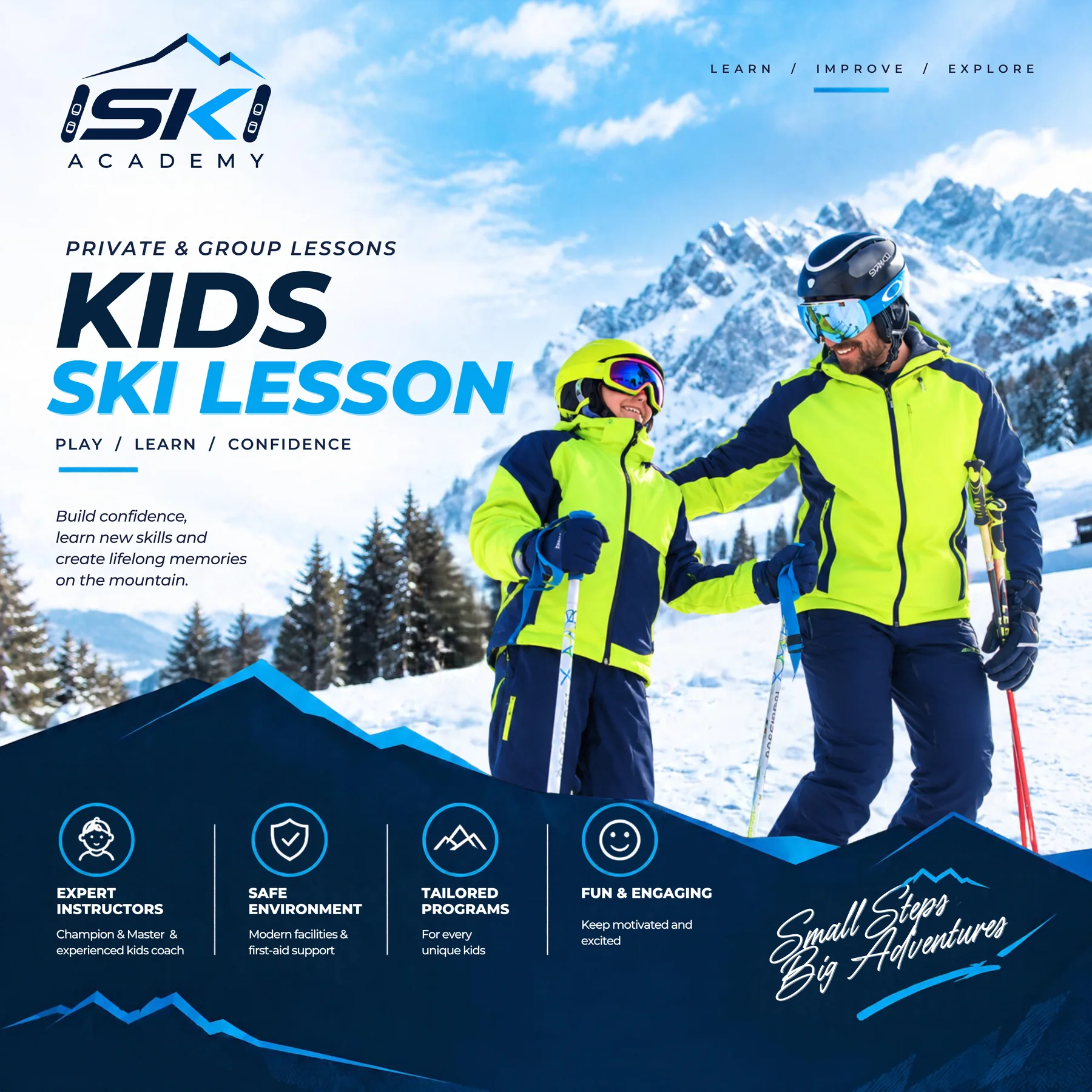 kids ski lesson at iSKI Academy